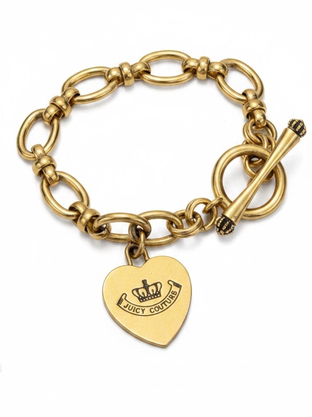 Juicy Couture Gold Heart Charm Toggle Bracelet